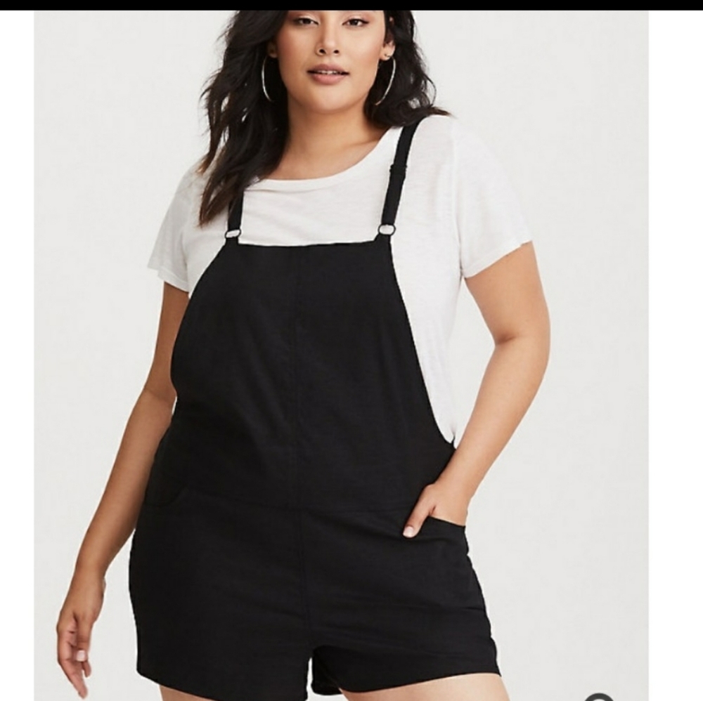 Torrid black cotton short alls